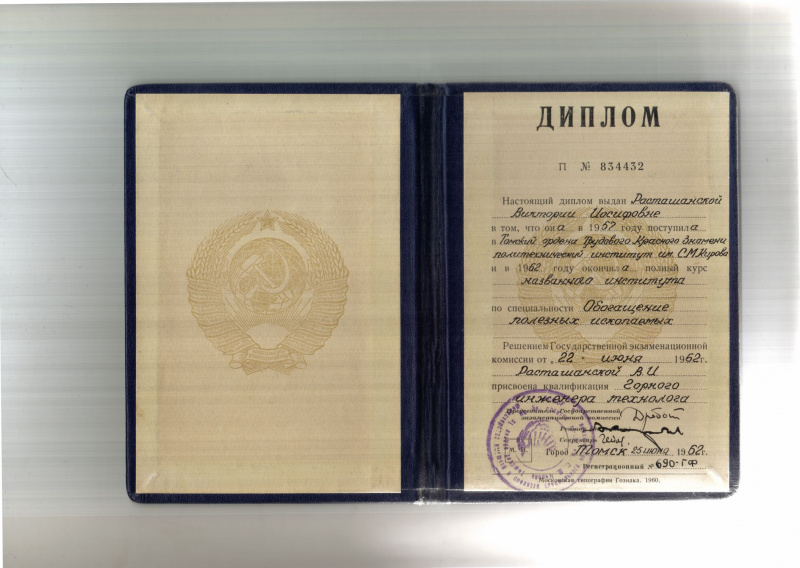 Файл:Копия диплома выпускницы гф тпу 1962 г..jpg